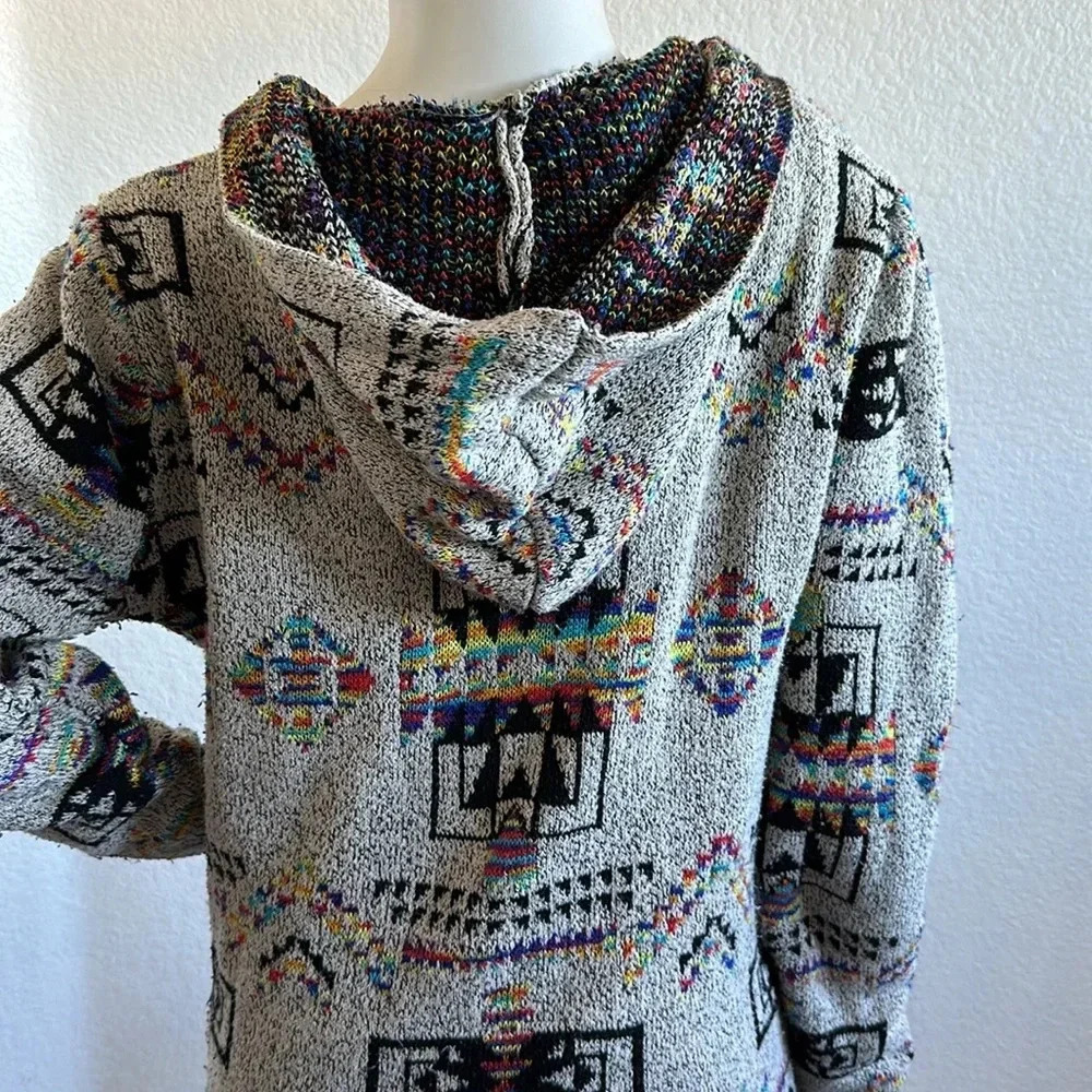 Northern Angel Colorful Aztec Knit Long Line Hood… - image 6